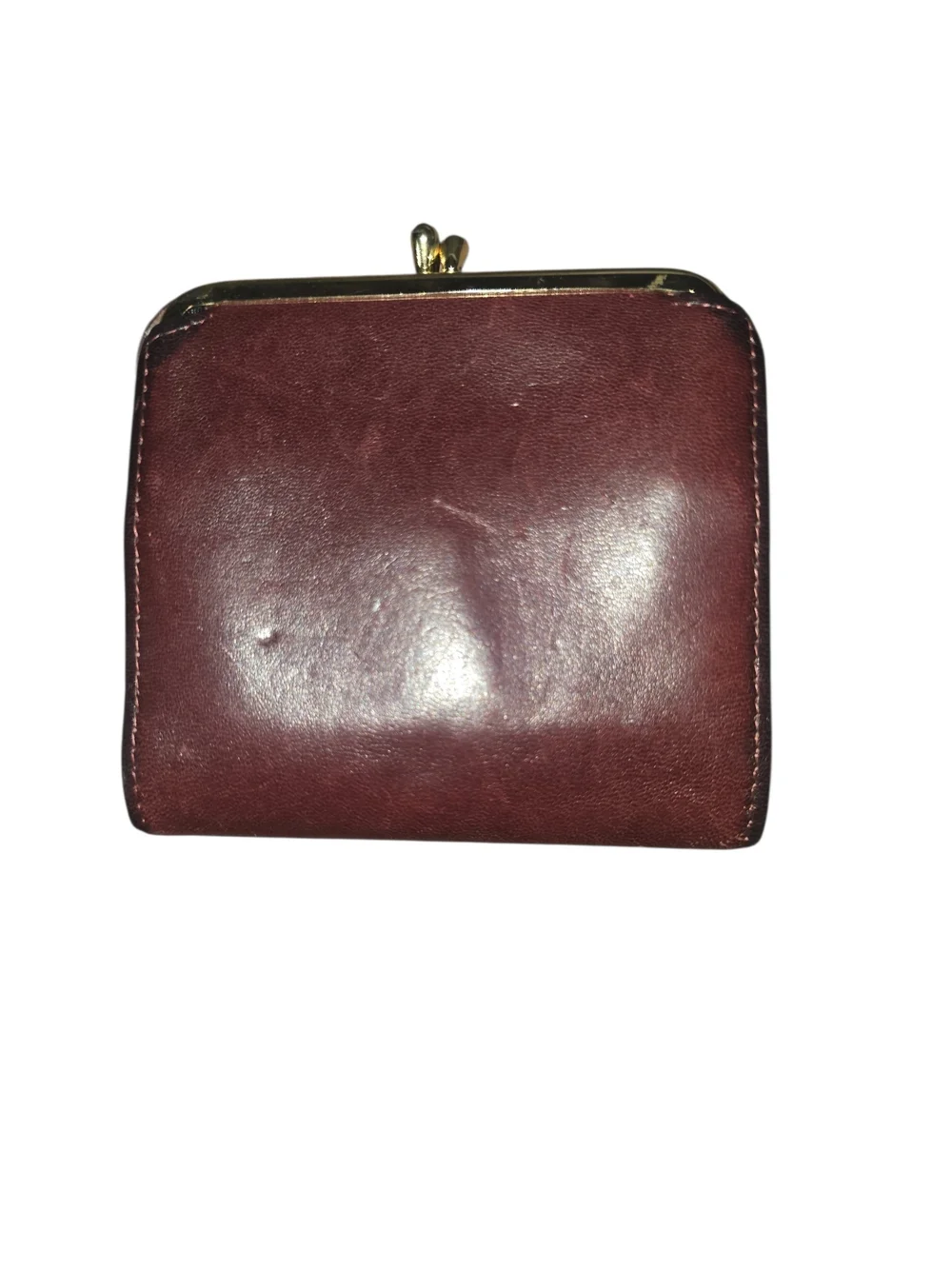 Vintage Princess Gardner Compact Burgundy Leather Wallet with Gold-Tone Accents